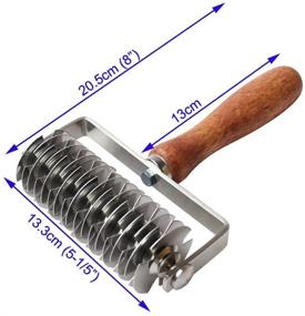 img 2 attached to 🥐 AMPSEVEN Stainless Steel Dough Lattice Top Cutter with Wood Handle - Perfect for Cookies, Pies, Pizza, Bread & Pastries