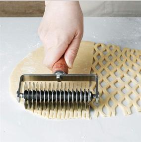 img 1 attached to 🥐 AMPSEVEN Stainless Steel Dough Lattice Top Cutter with Wood Handle - Perfect for Cookies, Pies, Pizza, Bread & Pastries