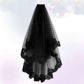 img 1 attached to 💀 NUOBESTY Black Bridal Veil with Comb - Elegant Cathedral Wedding Veil Hair Comb for Brides - Halloween Hair Accessory in Black