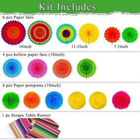 img 2 attached to 🎉 Fiesta Party Decorations Birthday Kit: Vibrant Mexican Décor for Fun-Filled Celebrations - Cinco de Mayo Backdrop, Paper Fan Pom Poms, Serape Table Runner, and More Delightful Supplies for Adults, Kids, Bachelorette, Baby Shower, Bridal Festival