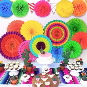 img 3 attached to 🎉 Fiesta Party Decorations Birthday Kit: Vibrant Mexican Décor for Fun-Filled Celebrations - Cinco de Mayo Backdrop, Paper Fan Pom Poms, Serape Table Runner, and More Delightful Supplies for Adults, Kids, Bachelorette, Baby Shower, Bridal Festival