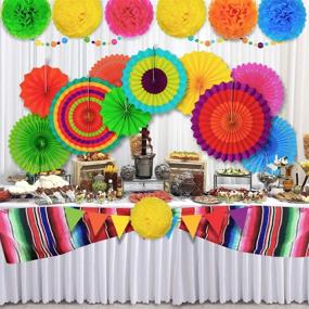 img 4 attached to 🎉 Fiesta Party Decorations Birthday Kit: Vibrant Mexican Décor for Fun-Filled Celebrations - Cinco de Mayo Backdrop, Paper Fan Pom Poms, Serape Table Runner, and More Delightful Supplies for Adults, Kids, Bachelorette, Baby Shower, Bridal Festival
