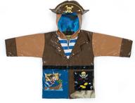 🏴 kidorable pirate brown pu raincoat for boys with fun treasure chest pocket and pirate hat – all-weather protection logo