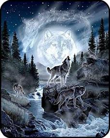 img 2 attached to 🐺 Soft and Cozy 60"x80" Moon Wolf Blanket: Ultimate Comfort & Warmth with Easy Machine Wash for Air Conditioning