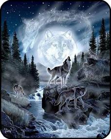 img 1 attached to 🐺 Soft and Cozy 60"x80" Moon Wolf Blanket: Ultimate Comfort & Warmth with Easy Machine Wash for Air Conditioning