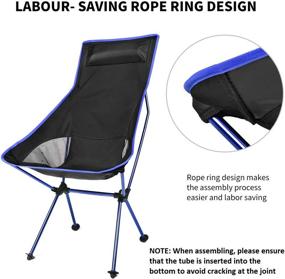 img 1 attached to 🪑 Comfortable Portable Camping Chair with Headrest - Lightweight Foldable Camp Chair for Outdoor Activities: Picnic, BBQ, Fishing, Hiking (Deep Blue)