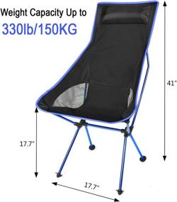 img 2 attached to 🪑 Comfortable Portable Camping Chair with Headrest - Lightweight Foldable Camp Chair for Outdoor Activities: Picnic, BBQ, Fishing, Hiking (Deep Blue)