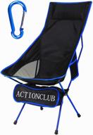 🪑 comfortable portable camping chair with headrest - lightweight foldable camp chair for outdoor activities: picnic, bbq, fishing, hiking (deep blue) логотип