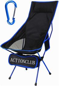 img 4 attached to 🪑 Comfortable Portable Camping Chair with Headrest - Lightweight Foldable Camp Chair for Outdoor Activities: Picnic, BBQ, Fishing, Hiking (Deep Blue)