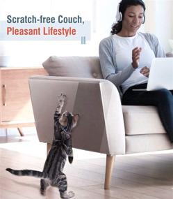 img 2 attached to 🛋️ Lewondr Sofa Furniture Protector with Cat Scratch Pads - Clear Adhesive Pads with Pins for Effective Cat Scratching Deterrent