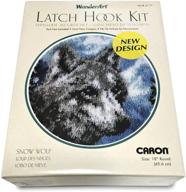 🐺 discover the stunning caron wonderart latch hook kit 18 inch round - snow wolf logo