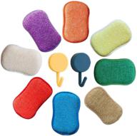 multipurpose microfiber kitchen cleaning scrubbing sponges: reusable, eco-friendly, pack of 5, ideal for non-stick cookware logo