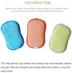 img 3 attached to Multipurpose Microfiber Kitchen Cleaning Scrubbing Sponges: Reusable, Eco-friendly, Pack of 5, Ideal for Non-Stick Cookware