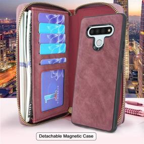 img 2 attached to Lacass Dual Zipper Detachable Magnetic Leather Wallet Case Wristlets Clutch Handbag Purse With 13 Card Slots Money Pocket Shockproof Protection Back Cover For LG Stylo 6 2020 Case (Wine Red)