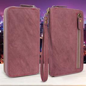 img 3 attached to Lacass Dual Zipper Detachable Magnetic Leather Wallet Case Wristlets Clutch Handbag Purse With 13 Card Slots Money Pocket Shockproof Protection Back Cover For LG Stylo 6 2020 Case (Wine Red)