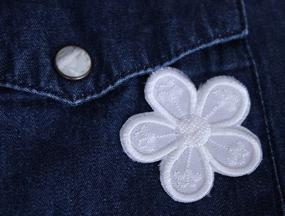 img 2 attached to Iron On Patches - Embroidered White Flower Patch Set of 10 Appliques A-43