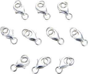 img 1 attached to 🔒 10-Pack of High-Quality 925 Sterling Silver Safety Lobster Claws Clasp with Closed Jump Rings - Perfect for Connecting Necklaces or Bracelets (10mm)