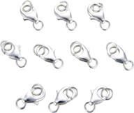 🔒 10-pack of high-quality 925 sterling silver safety lobster claws clasp with closed jump rings - perfect for connecting necklaces or bracelets (10mm) logo