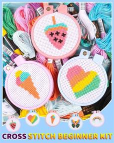 img 2 attached to 🧵 Pllieay 6 PCS Cross Stitch Beginner Kit - Perfect Sewing Set for Kids 7-13: Instructions Included for Backpack Charms, Ornaments, and Needlecraft Projects