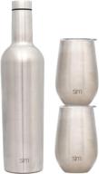 🍷 spirit collection: simple modern wine tumbler and bottle gift set - 750ml vacuum insulated bottle with 2 stemless glass cups and lid логотип