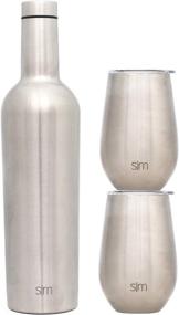 img 4 attached to 🍷 Spirit Collection: Simple Modern Wine Tumbler and Bottle Gift Set - 750ml Vacuum Insulated Bottle with 2 Stemless Glass Cups and Lid