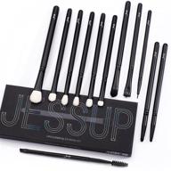 🖌️ 12pcs professional black eye makeup brushes set - jessup eyeshadow brush set with natural synthetic hair for eyebrow, eyelash, eyeliner, spoolie blending - t322 logo