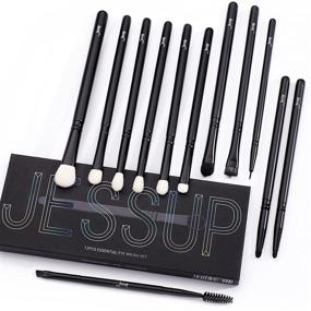 img 4 attached to 🖌️ 12pcs Professional Black Eye Makeup Brushes Set - Jessup Eyeshadow Brush Set with Natural Synthetic Hair for Eyebrow, Eyelash, Eyeliner, Spoolie Blending - T322