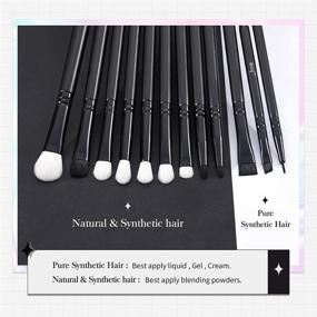 img 2 attached to 🖌️ 12pcs Professional Black Eye Makeup Brushes Set - Jessup Eyeshadow Brush Set with Natural Synthetic Hair for Eyebrow, Eyelash, Eyeliner, Spoolie Blending - T322