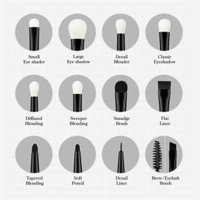 img 3 attached to 🖌️ 12pcs Professional Black Eye Makeup Brushes Set - Jessup Eyeshadow Brush Set with Natural Synthetic Hair for Eyebrow, Eyelash, Eyeliner, Spoolie Blending - T322