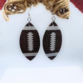 img 1 attached to ⚽️ Glitter Faux Leather Football Team Mom Earrings - Football Jewelry for Women - Single Layer Football Earrings for Girls - Football Gift Accessories - Soccer Mom Gifts