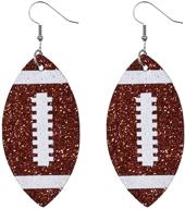 ⚽️ glitter faux leather football team mom earrings - football jewelry for women - single layer football earrings for girls - football gift accessories - soccer mom gifts logo