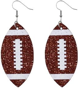 img 4 attached to ⚽️ Glitter Faux Leather Football Team Mom Earrings - Football Jewelry for Women - Single Layer Football Earrings for Girls - Football Gift Accessories - Soccer Mom Gifts