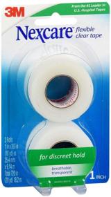 img 2 attached to 🩹 3M Nexcare Flex Clear First Aid Tape - 2 Pack, Size 1" x 10yd