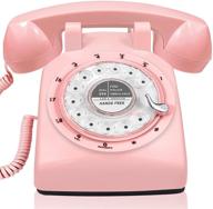 📞 glodeals retro pink rotary dial telephone - vintage 1960's style, old fashioned design logo