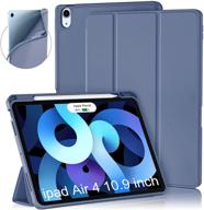 💙 cousper case for ipad air 4th generation - slim stand case with pencil holder and wireless charging support [blue gray] logo