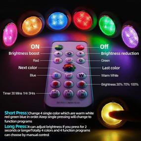 img 2 attached to 🔦 Remote Control Puck Lights, GANA 6 Pack Color Changing Battery Operated Under Cabinet Lighting, LED Closet Lights, 16 Color and 4 Mode Battery Lights