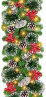 🎄 turnmeon 9ft 10in christmas garland with 100 lights timer 8 modes: pinecones, berries & battery operation - indoor/outdoor xmas décor (warmwhite) logo