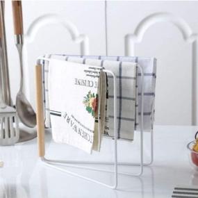 img 2 attached to 🧽 Jitejoe Home Kitchen Countertop Dishcloth Drying Rack - Convenient 3-Arm Folding Dishcloth Holder for White Dishcloth Storage