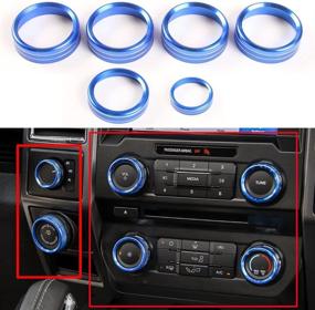 img 4 attached to 🔵 Enhance Your Ford F150 XLT with KUJOOY 6pcs Blue Aluminum Air Conditioner, Trailer & 4WD Switch Knob Ring Cover Trim (2016-2019)