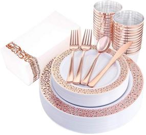 img 4 attached to 🍽️ Impressively Disposable: IOOOOO Dinnerware Dessert Plastic Napkins