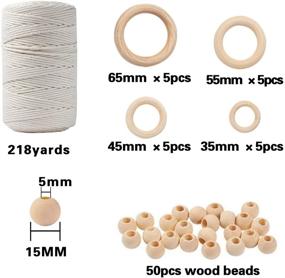 img 3 attached to 🌿 Macrame Plant Hanger Kit - Complete Starter Kit for Macrame Crafts with 218 Yards Macrame Cotton Cord, Easy-to-Follow Instruction, 50pcs Wooden Beads, and 20pcs Wooden Rings (35/45/55/65mm) - Ideal for Beginners