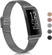 meliya metal slim bands compatible for fitbit charge 4 / fitbit charge 3 / charge 3 se wearable technology logo