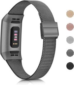 img 3 attached to Meliya Metal Slim Bands Compatible For Fitbit Charge 4 / Fitbit Charge 3 / Charge 3 SE Wearable Technology