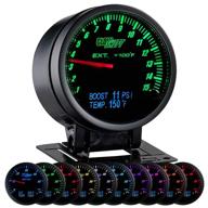 🌡️ glowshift 3-in-1 analog 1500 f pyrometer egt gauge kit with digital boost & temperature readings – 10 led colors – black dial – clear lens – 60mm logo