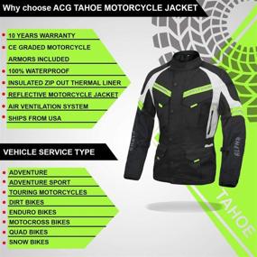 img 2 attached to ACG Adventure Motorcycle Jacket for Men - Waterproof, 🧥 CE Armor, All Season Biker Riding Gear (Black/Hi Vis Green, Small)