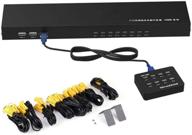 enhanced smart kvm switch, 8 port manual key press dvr switch vga usb remote extension switcher console with 8pc original cable - ideal for 6 port kvm kvm switches logo