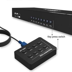 img 1 attached to Улучшенный умный коммутатор KVM, 8-портовый ручной переключатель DVR VGA USB с удлинителем и консолью и 8 шт. оригинальным кабелем - идеально подходит для 6-портовых коммутаторов KVM.