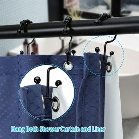 img 2 attached to Rust-Resistant Stainless Steel Double Slide Shower Hooks for Bathroom 🚿 Shower Rods Curtains - Set of 12 TENOVEL Shower Curtain Rings