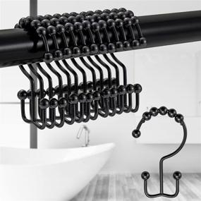 img 4 attached to Rust-Resistant Stainless Steel Double Slide Shower Hooks for Bathroom 🚿 Shower Rods Curtains - Set of 12 TENOVEL Shower Curtain Rings