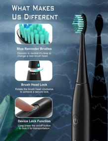 img 2 attached to 🦷 Sonic Electric Toothbrush for Adults - 8 Dupont Brush Heads, V-Sonic Technology, 5 Modes & Smart Timer - Rechargeable Toothbrush with Fast 3-Hour Charge, Up to 60 Days Usage